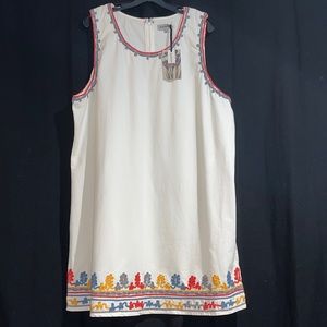 Alice & You cotton sleeveless shift with soutache at hem, bodice and sleeves-NWT